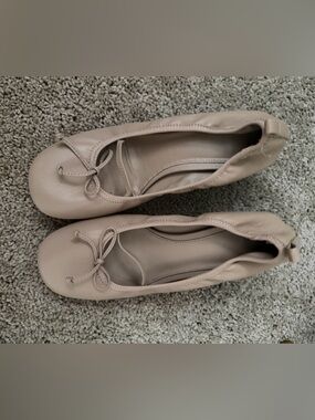 Mango Beige Bow Ballet heels